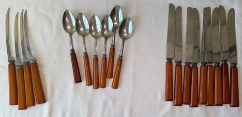 Vintage bakelite flatware set - vintage,