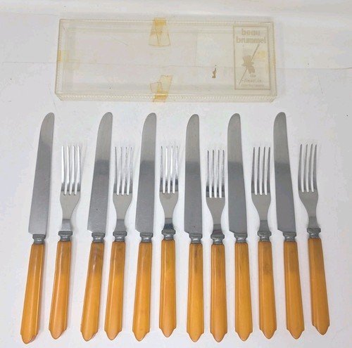 Butterscotch bakelite flatware - butterscotch,