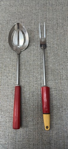 Rare bakelitecarving fork - a, &j